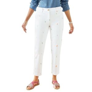 Talbots Cocktail Party Slim Perfect Cropped Embroidered Pants Stretch Casual 12